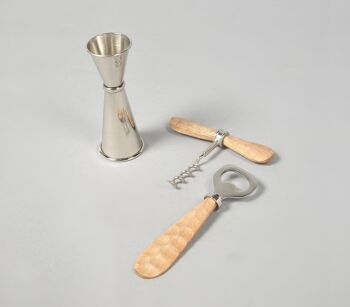 Ensemble d'outils de barre en acier inoxydable avec poignées en bois de manguier 1