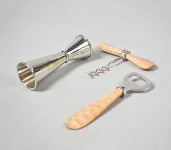Ensemble d'outils de barre en acier inoxydable avec poignées en bois de manguier 2