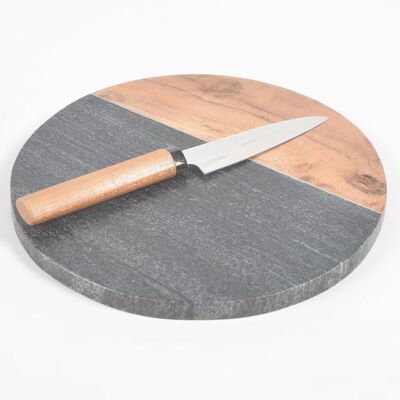 Colorblock Stone & Wood Round Cutting Board