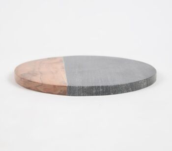 Planche à découper ronde en pierre et bois colorblock 4