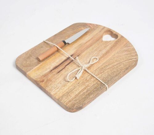 Heart Cut-Out Mango Wood Cutting Board