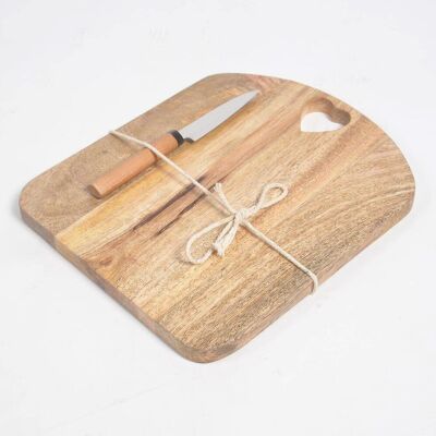 Heart Cut-Out Mango Wood Cutting Board