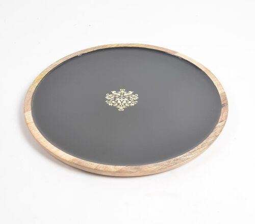 Regal Motif Noir Enameled Wooden Serving Platter