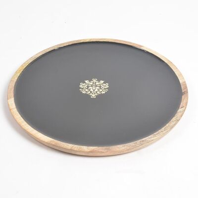 Regal Motif Noir Enameled Wooden Serving Platter