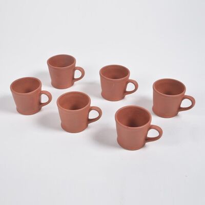 Terracotta Pottery Coffee Mugs (Set of 6)