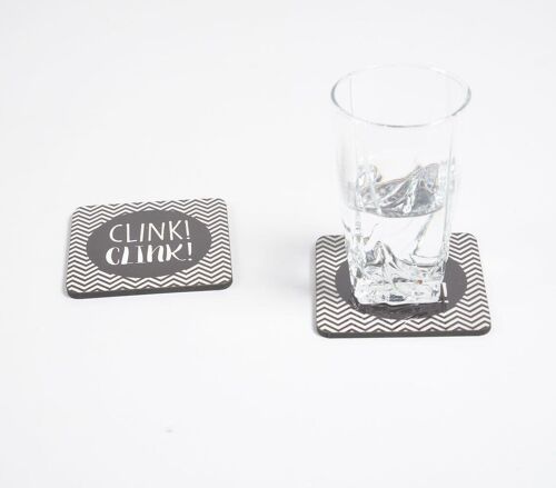 Clink! Clink MDF Monochrome Coasters (Set of 2)