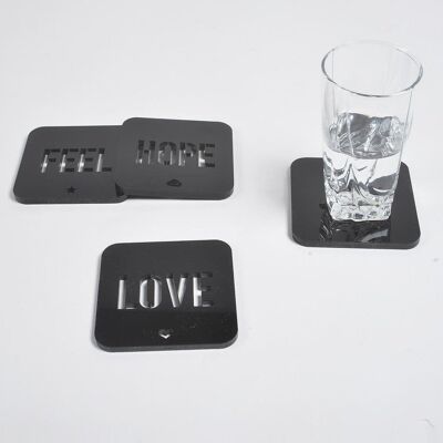 Laser Cut Acrylic Assorted Typographic Coasters (Set of 4)