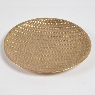 Gold Toned Dented Aluminium Round Serving Plate