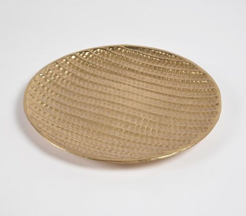 Gold Toned Aluminium Round Serving Plate