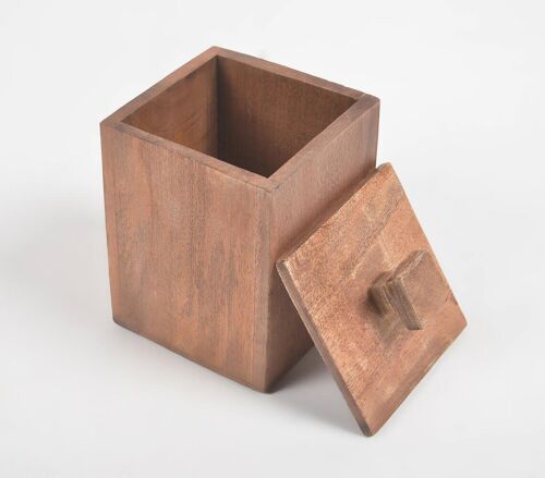 Wooden Square Jar With Air-Tight Lid