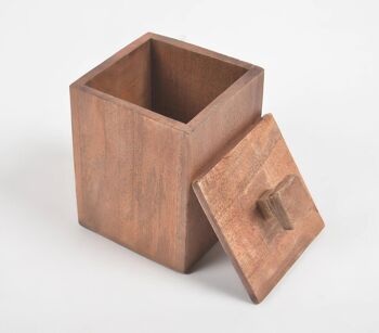 Pot carré en bois avec couvercle hermétique 1