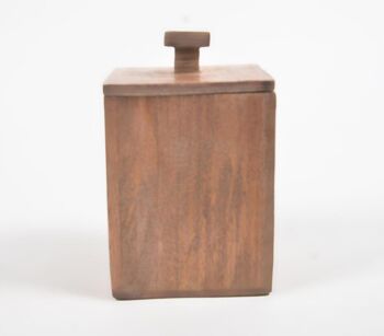 Pot carré en bois avec couvercle hermétique 2