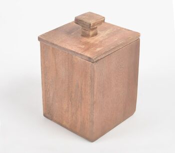 Pot carré en bois avec couvercle hermétique 3