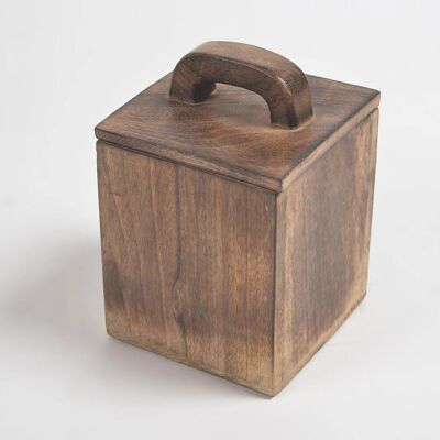 Earthy Wooden Square Jar With Lid