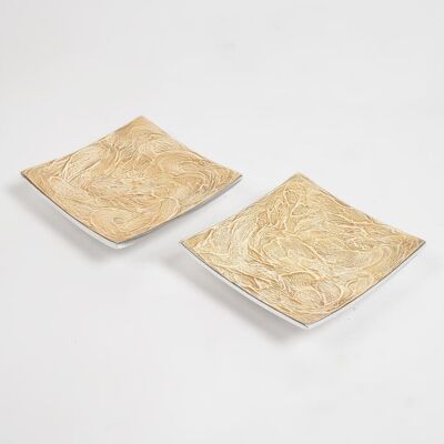 Textured Aluminium Pizza Slice Square Plate (Set of 2)