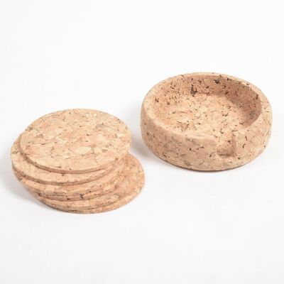 Eco-friendly Classic Round Cork Coasters with Box (Set of 6)
