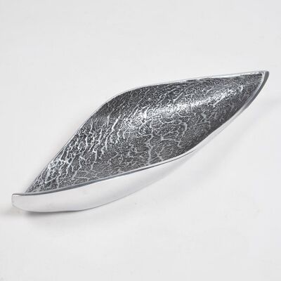 Handmade Grey Boat-Shaped Textured Serving Platter