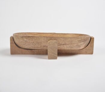 Dessous de plat classique en forme de baignoire en bois fait à la main 3