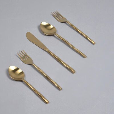 Hand Beaten Champagne Gold Cutlery Set (Set of 5)