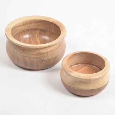 Raw Acacia Wood Serving Bowls (Set of 2)