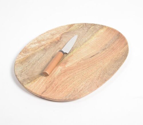 Raw Mango Wood Abstract Oval Serving Platter