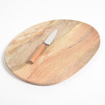 Raw Mango Wood Abstract Oval Serving Platter