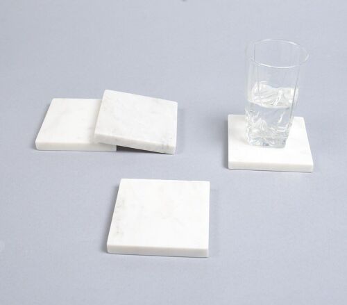 Classic White Marble Coasters (Set of 4)