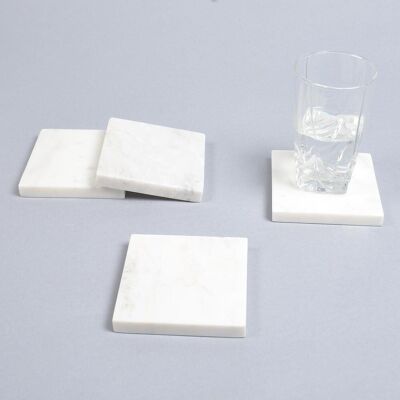 Classic White Marble Coasters (Set of 4)