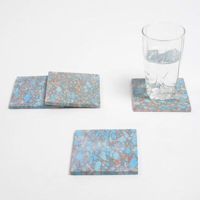 Abstract Textured Square Stone Coasters (Set of 4)