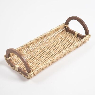 Woven Wicker Snack Tray with Handles
