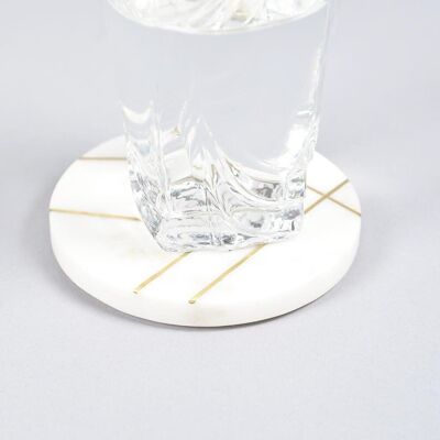 Brass inlaid Marble Coasters (set of 4)