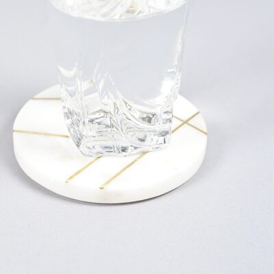 Brass inlaid Marble Coasters (set of 4)