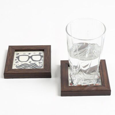 Quirky Hand painted Framed Coasters (Set of 2)