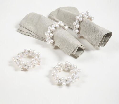 Pearl Embellished Napkin rings (set of 4)