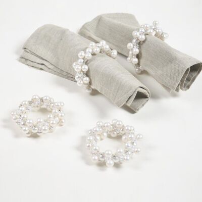 Pearl Embellished Napkin rings (set of 4)