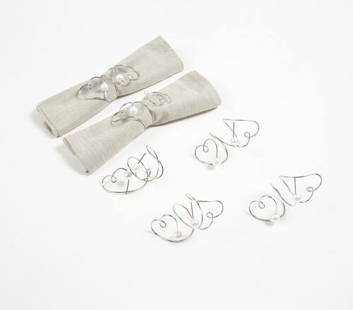 Heart Coiled Pearl Napkin rings (set of 6)