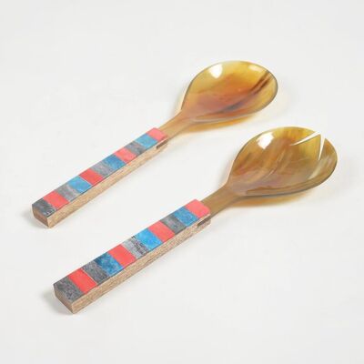 Bone Horn & Mango Wood Salad Spoons (set of 2)