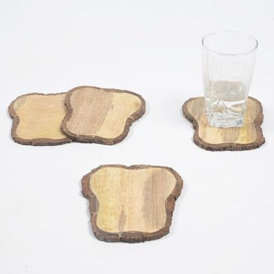 Bread Slice-Shaped Wooden bark Coasters (Set Of 4)