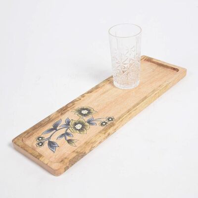 Floral Hand Printed Mango Wood Tray