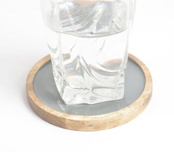Sous-verres en bois à motif Regal gris émaillé (lot de 4) 2