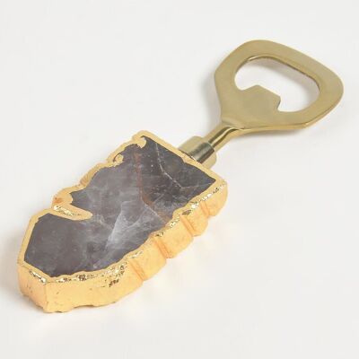 Gold-Toned Stainless Steel Bottle Opener with Amethyst Handle