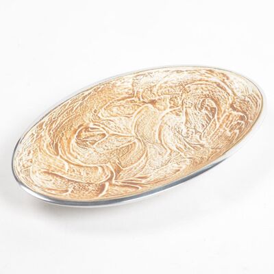 Gold-toned Textured Oval Egg Plate