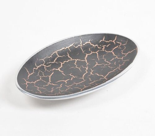 Oval Black Textured Egg Plate