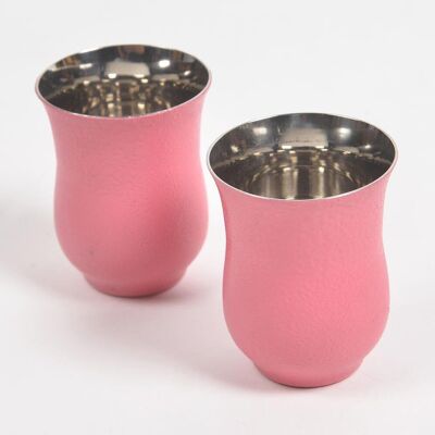 Textured Stainless Steel Pink Glasses (Set of 2)