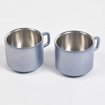 Handmade Stainless Steel Blue Tea Cups (Set of 2)