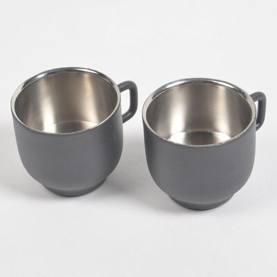 Matte Black Stainless Steel Tea Cups (Set of 2)