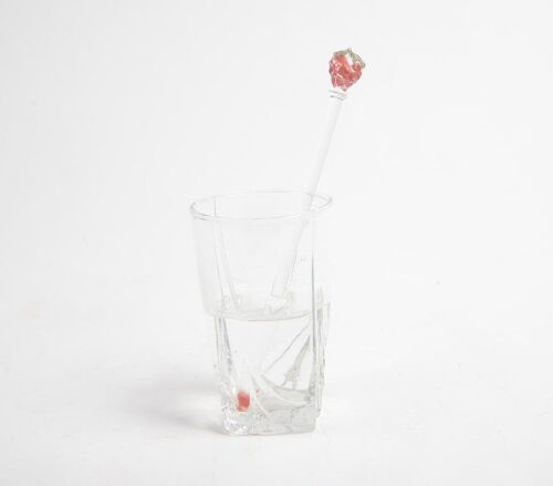 Glass Strawberry Beverage Stirrer