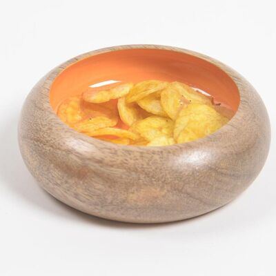 Cuenco para aperitivos de madera de mango esmaltado crudo