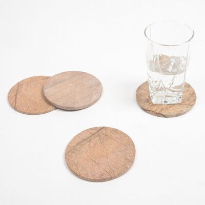 Abstract Textured Round Stone Coasters (Set of 4)