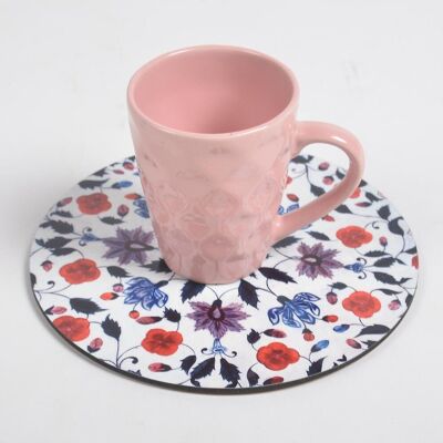 Vibrant Floral Laminated MDF & Cork Trivet